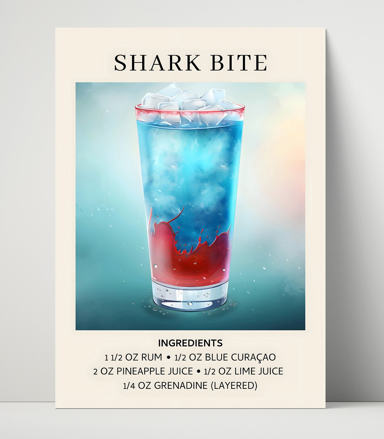 Shark Bite Tropical Cocktail Unframed Print 16x20 wall art print – Drink Recipes decor