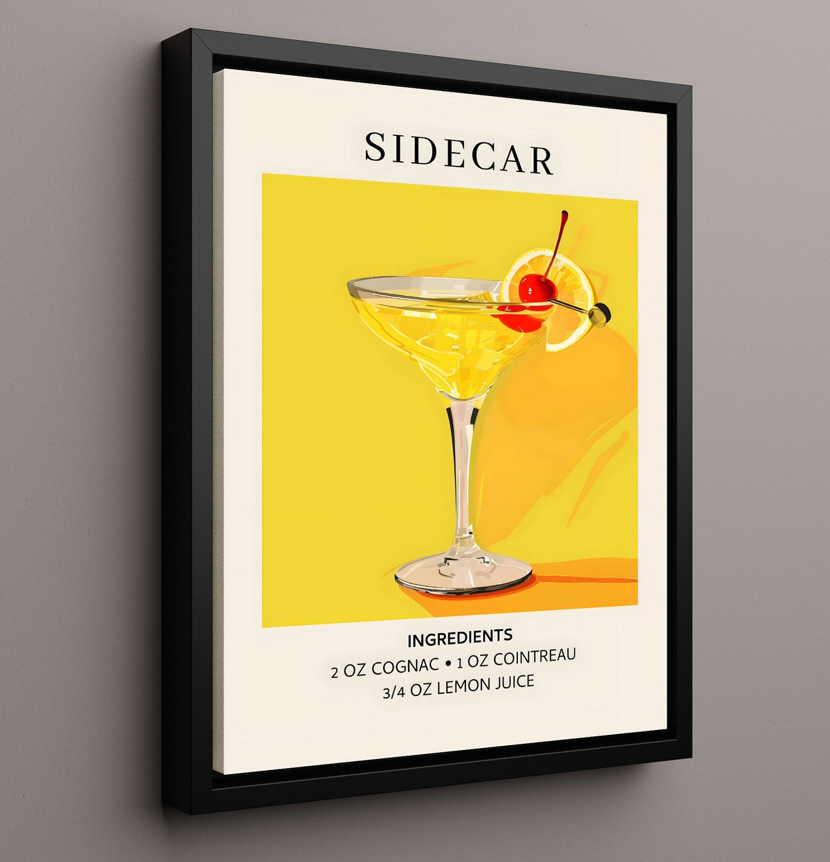 Sidecar 8x10 Framed Canvas cocktail recipe wall art