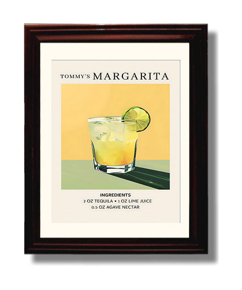 Tommy's Margarita 8x10 Black Matted Beveled Frame cocktail recipe wall art