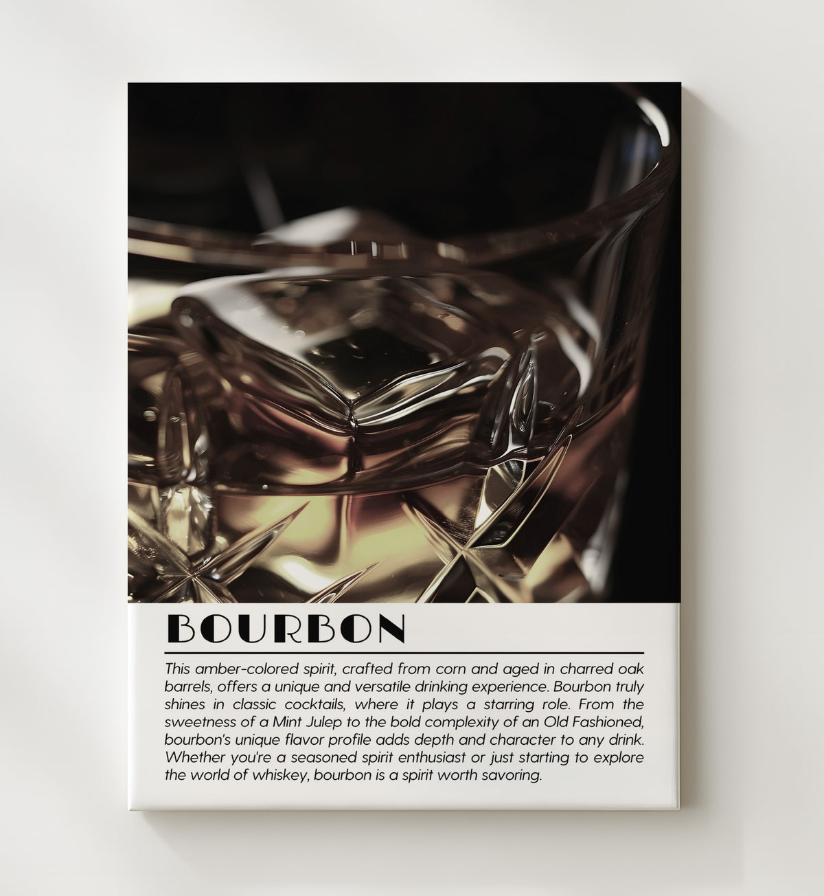 Bourbon - Crystal Close-Up - Cocktail Definition - 20x24 Canvas