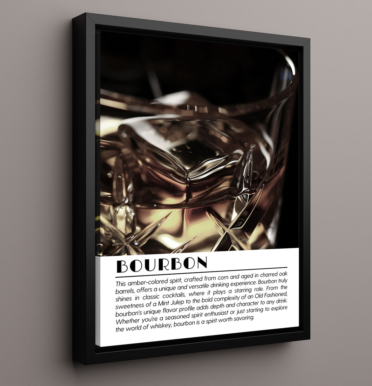 Bourbon - Crystal Close-Up - Cocktail Definition - 16x20 Framed Canvas