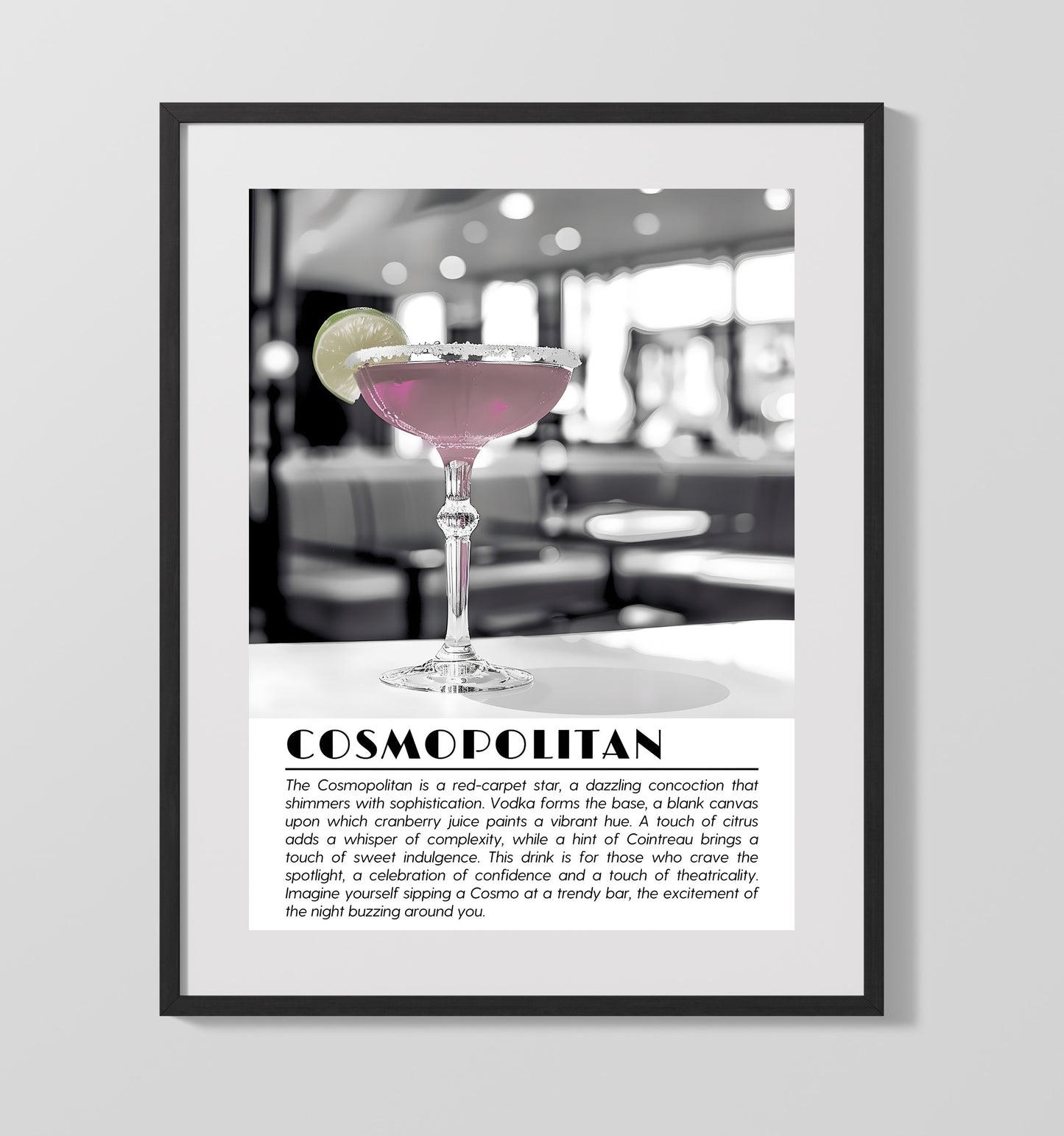 Cosmopolitan Modern Martini Drinks Defined Poster - 16x20 Gallery Frame