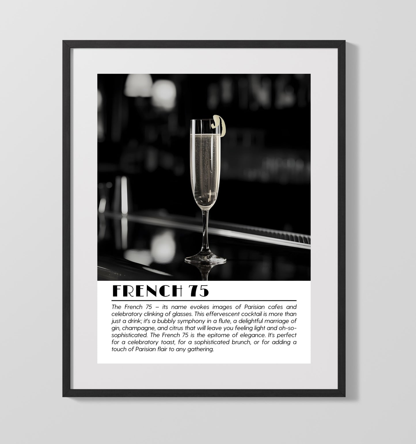 French 75 Parisian Sparkle Drinks Defined Poster - 16x20 Gallery Frame
