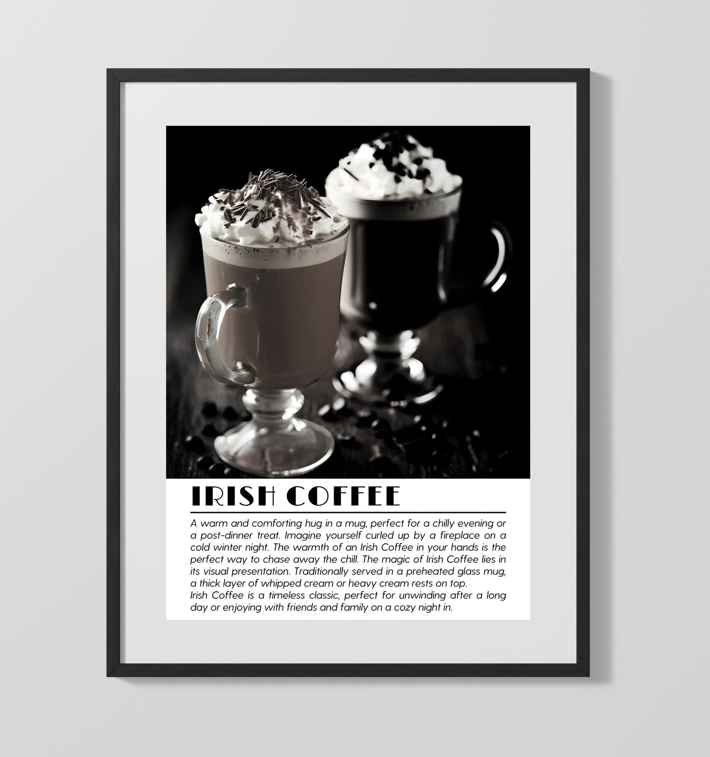 Irish Coffee Cozy Classic Drinks Defined Poster - 16x20 Gallery Frame