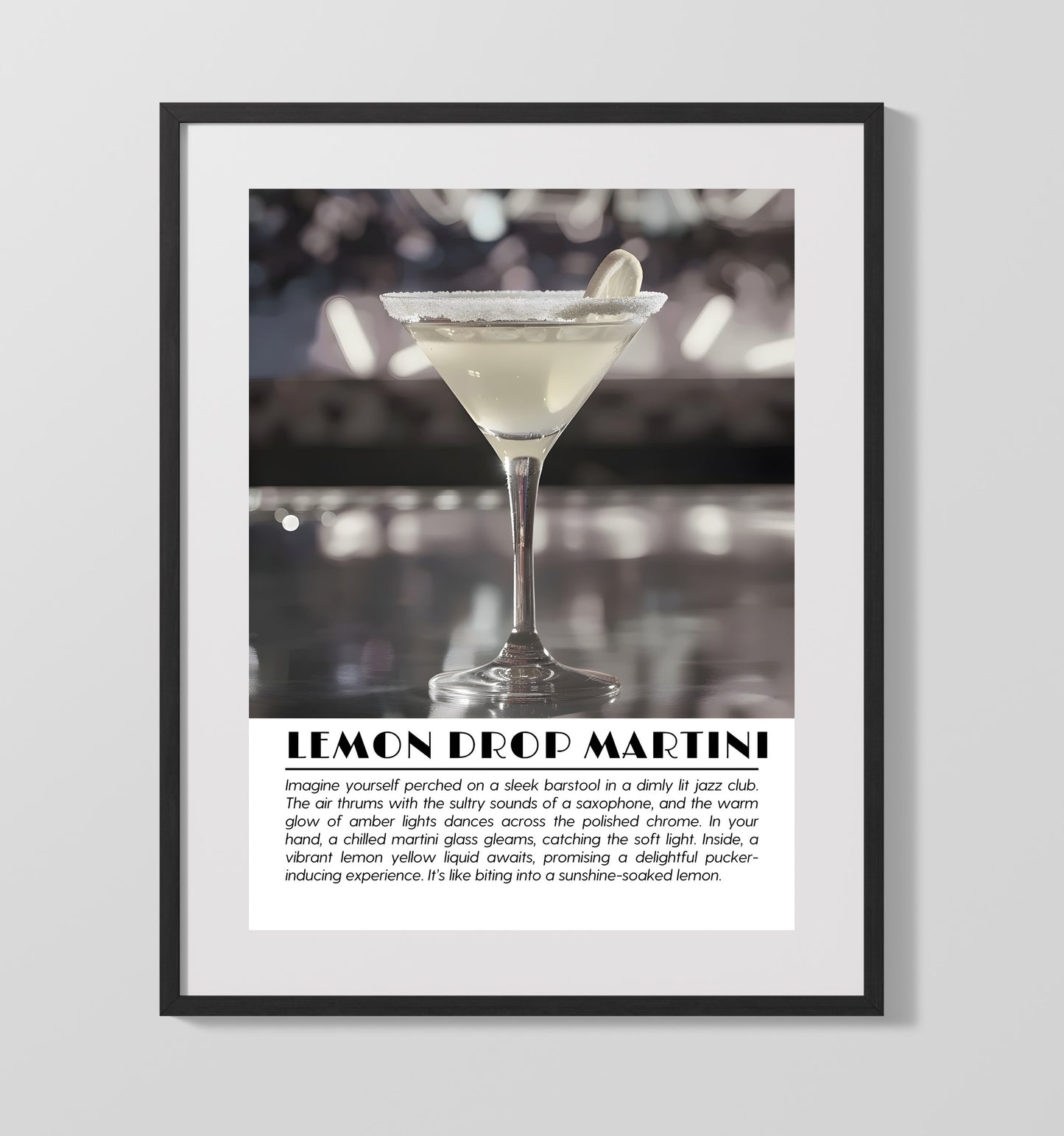 Lemon Drop Martini Citrus Elegance Drinks Defined Poster - 16x20 Gallery Frame