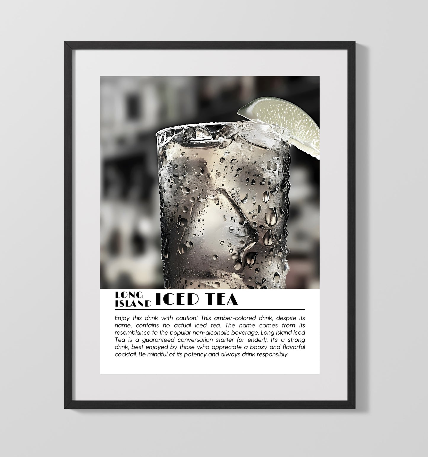 Long Island Iced Tea Cocktail Classic Drinks Defined Poster - 16x20 Gallery Frame