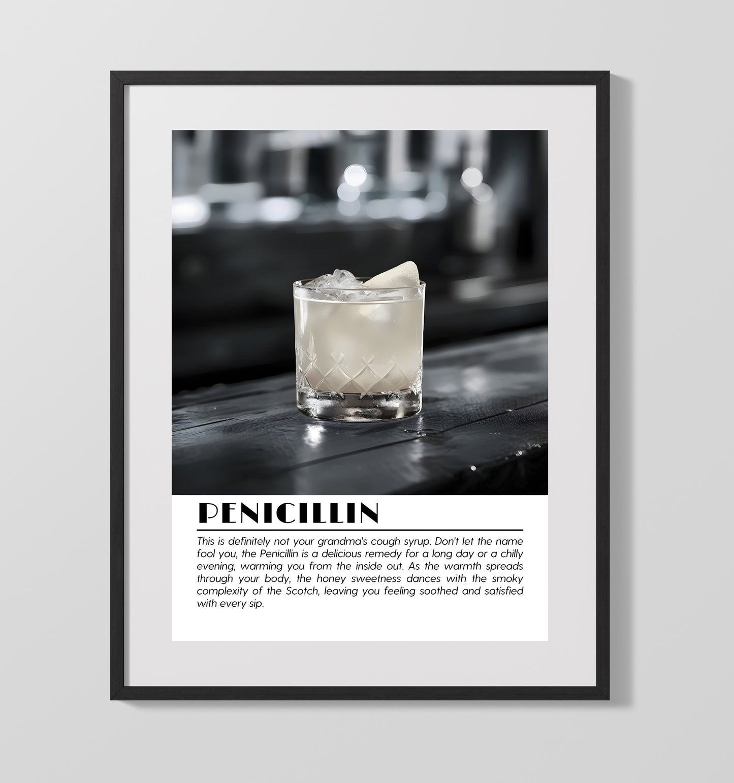 Penicillin Scotch Remedy Drinks Defined Poster - 16x20 Gallery Frame