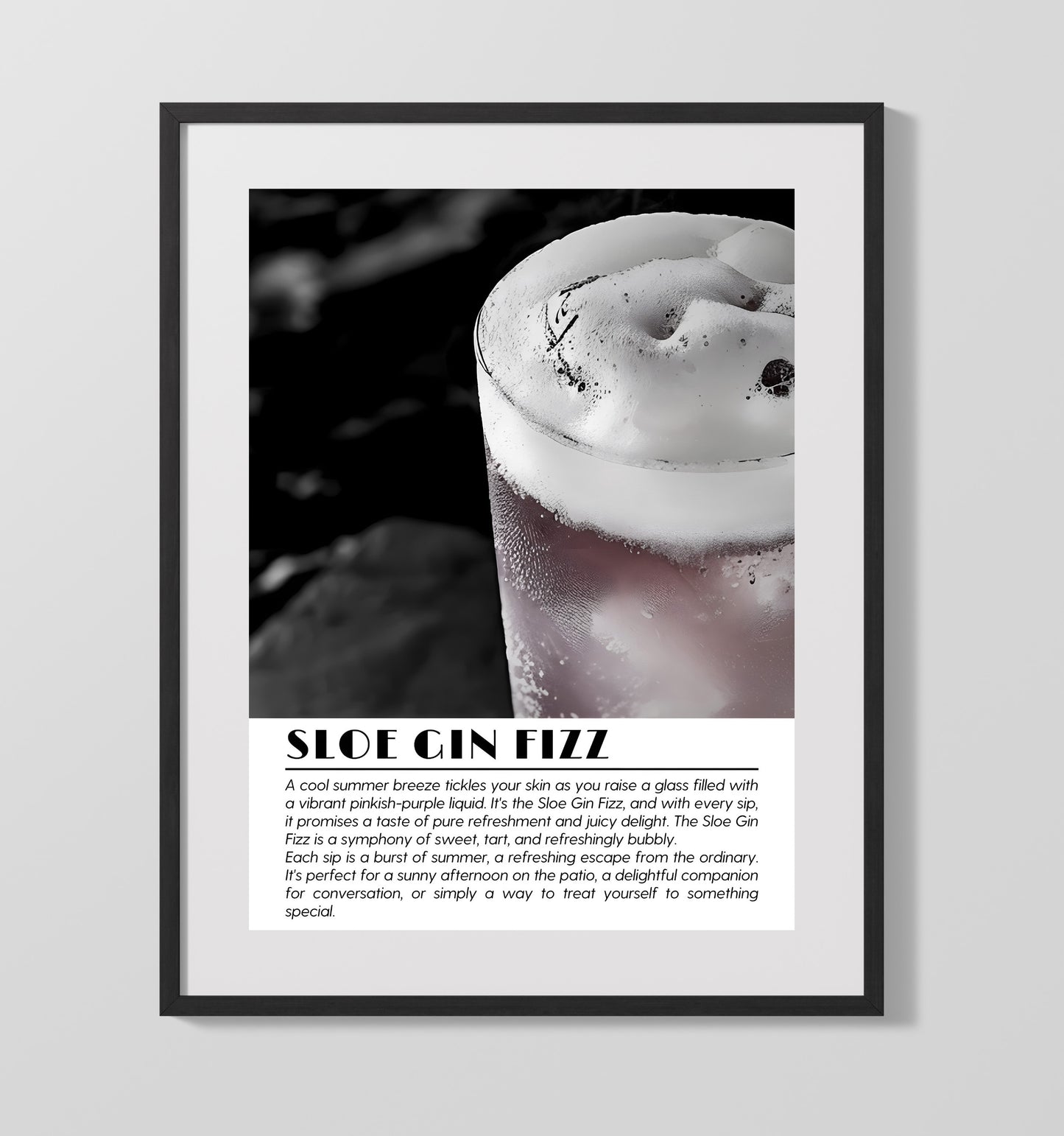 Sloe Gin Fizz Summer Refreshment Drinks Defined Poster - 16x20 Gallery Frame