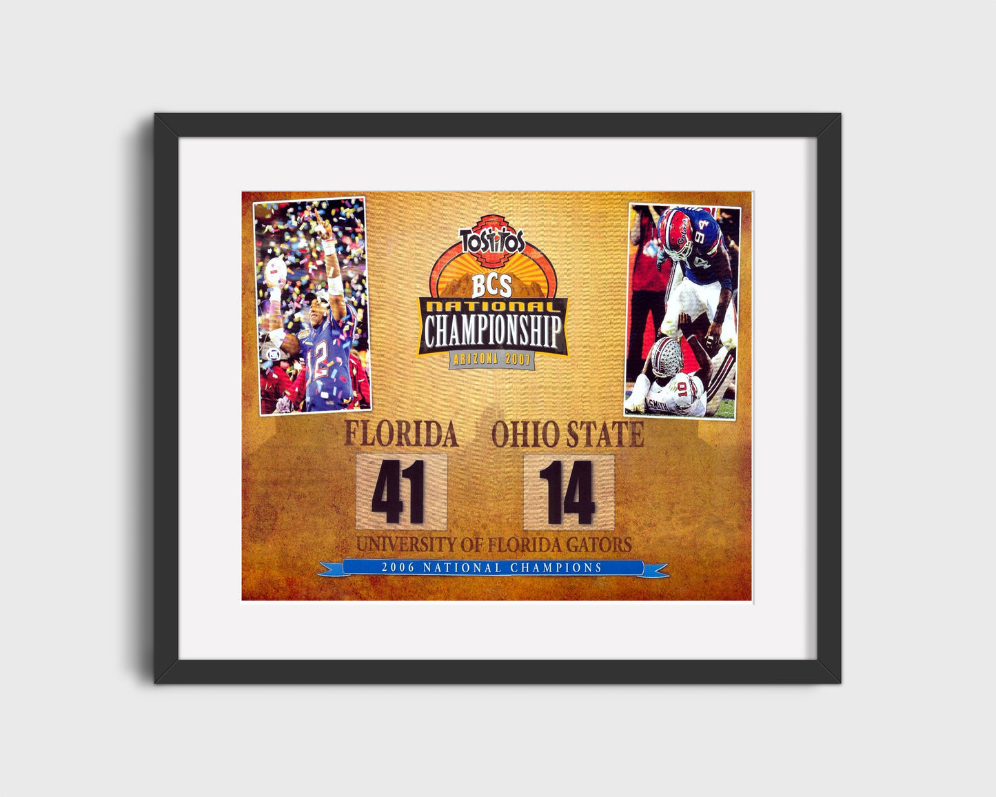 Florida Print - 2006 Championship Scoreboard - Gator Glory 41-14