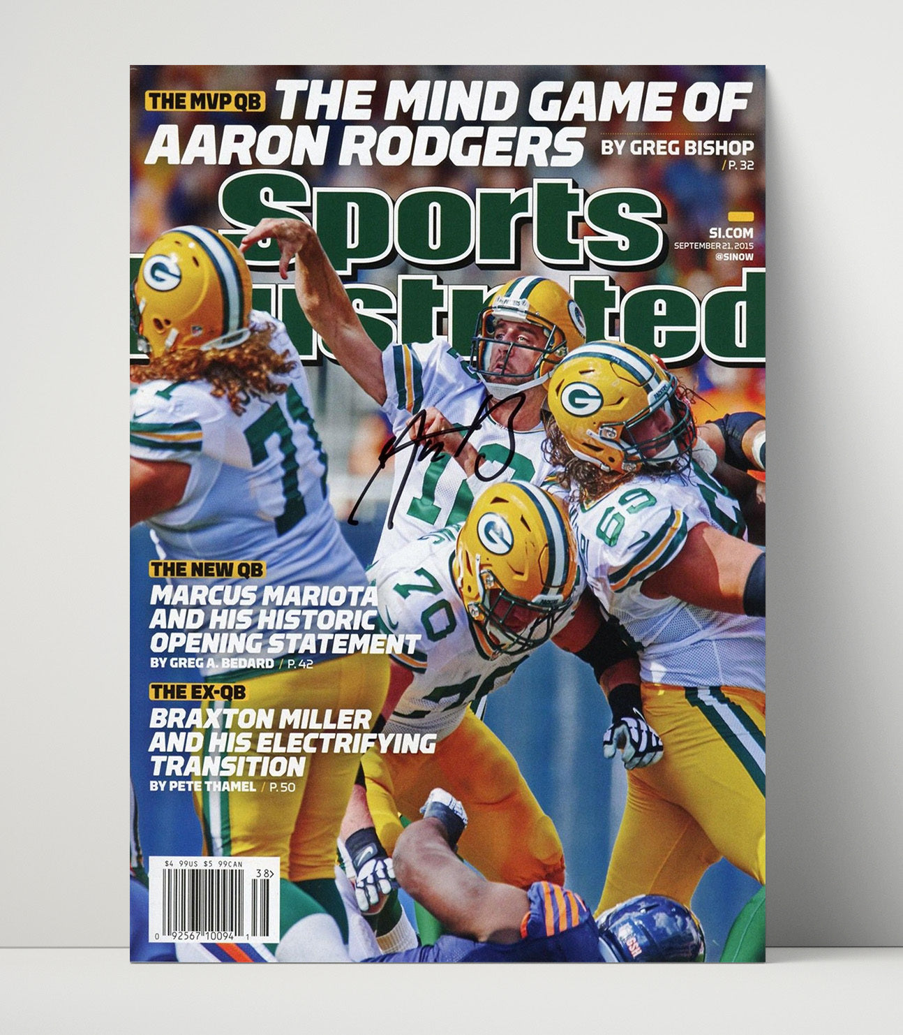 Aaron Rodgers - Green Bay Football Mind Game of Aaron Rodgers Feature 2015 SI Cover Football Wall Art - football wall art print