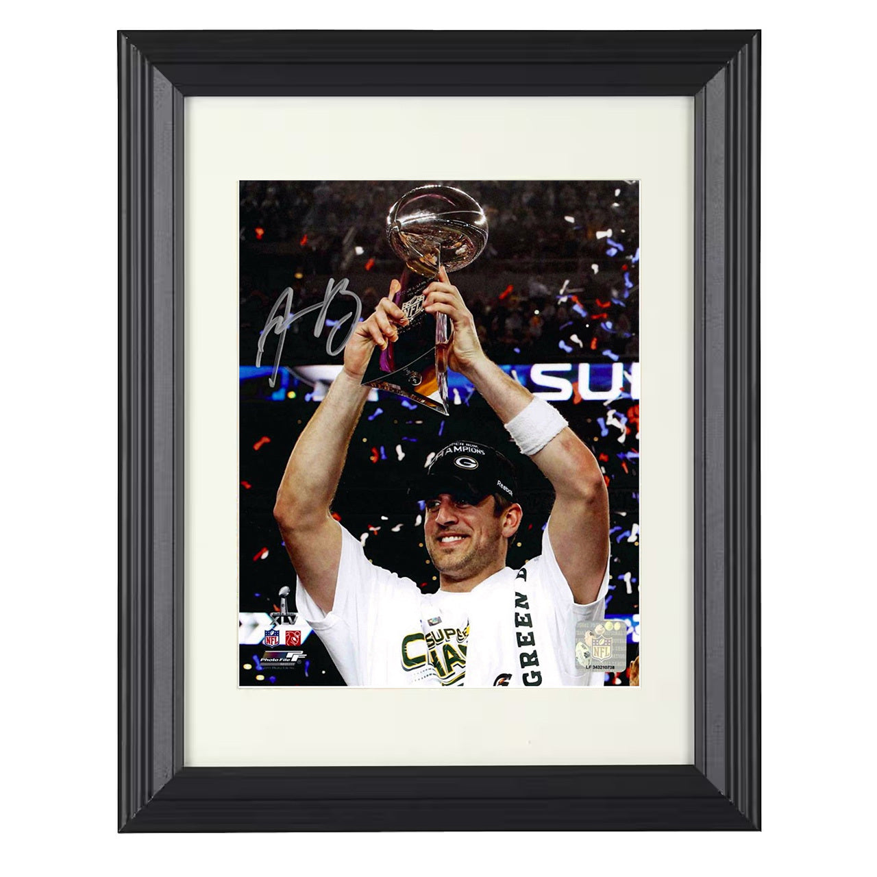 Aaron Rodgers – Lombardi Glory Image – 8x10 black beveled framed football wall art