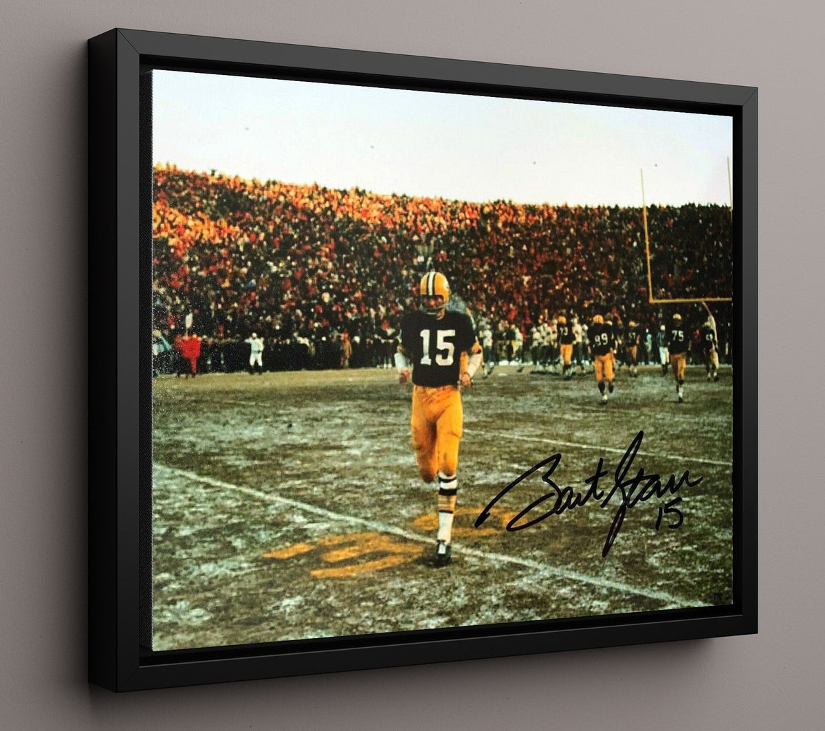 Bart Starr - Green Bay Football Frozen Tundra Walk Off 8x10 Framed Canvas vintage football wall art