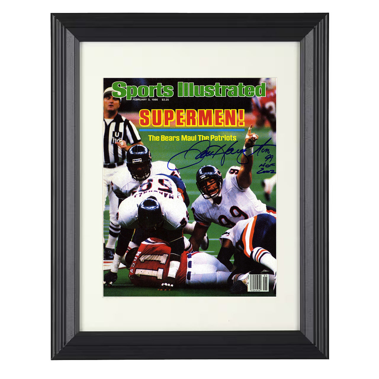 Bears Supermen – Patriots Mauled Image – 8x10 black beveled framed football wall art