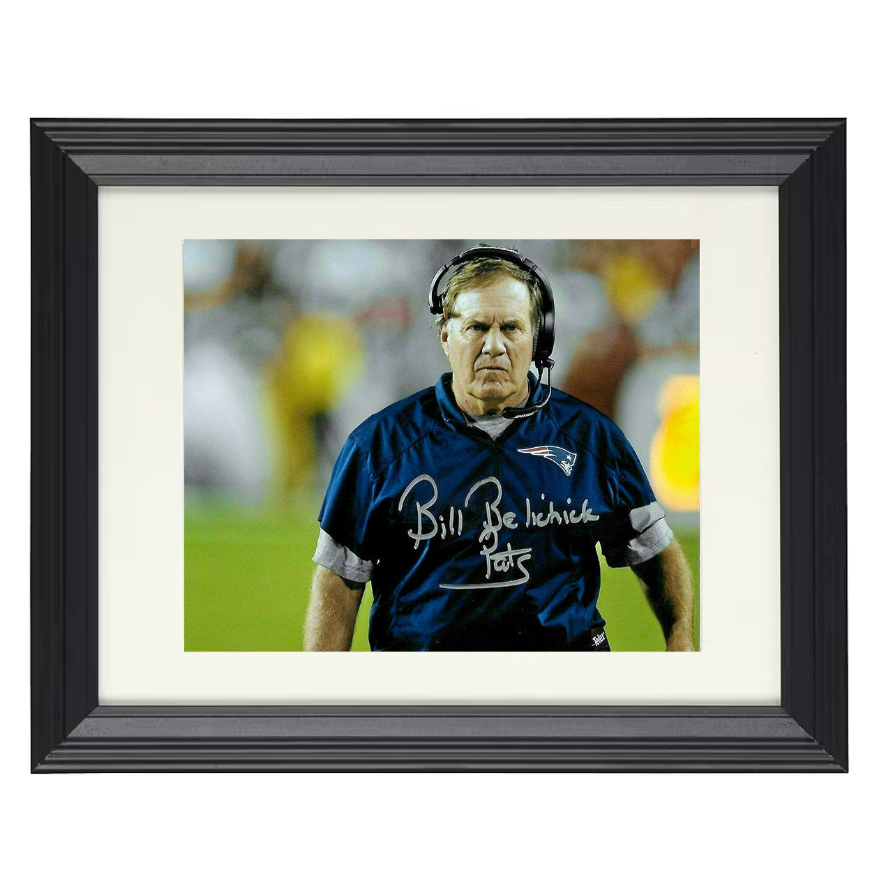 Bill Belichick – New England Coach Sideline Image – 8x10 black beveled framed football wall art