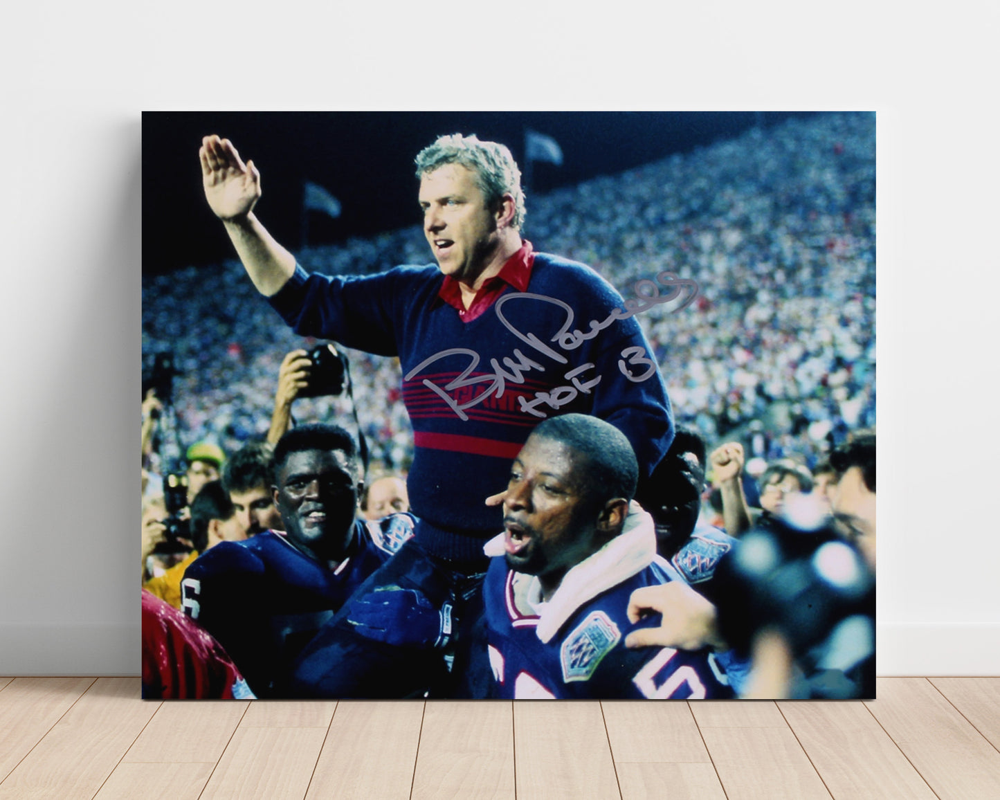 Bill Parcells New York Coach Carried Off Field Celebration Football Wall Art Unframed 8x10 in Plastic Sleeve wall art print - Football decor