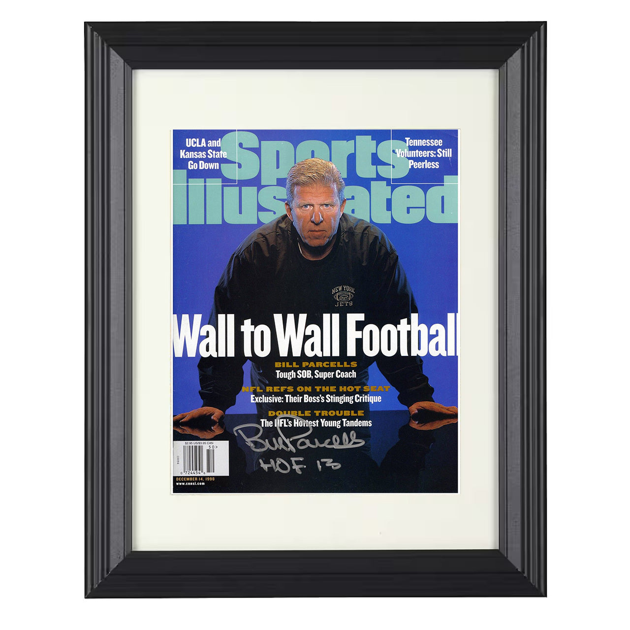 Bill Parcells – New York Wall to Wall Coach Image 1998 SI – 8x10 black beveled framed football wall art
