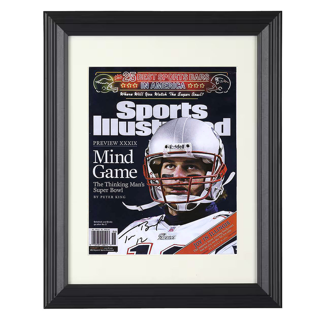 Brady – New England Mind Game Preview 2005 SI – 8x10 black beveled framed football wall art