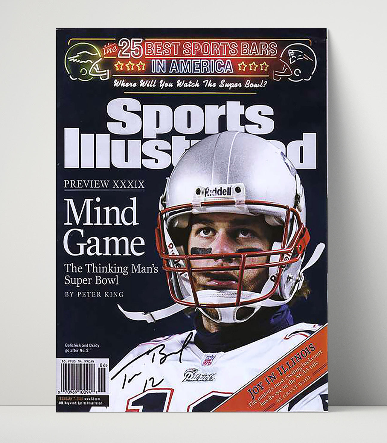 Brady - New England Football Super Bowl Xxxix Mind Game Preview 2005 SI Cover Football Wall Art - football wall art print