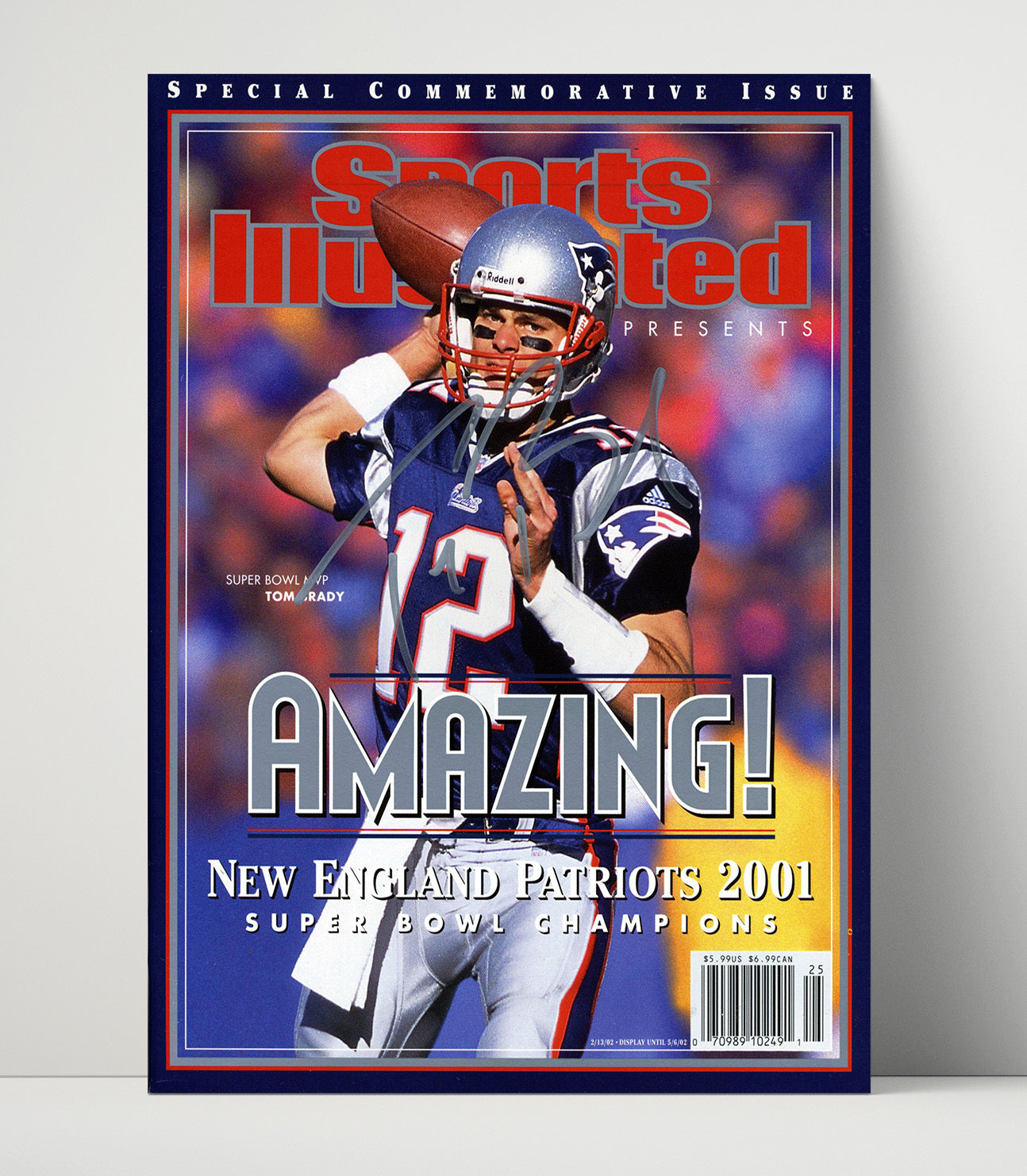 Brady - New England football Super Bowl XXXVI Championship Commemorative 2001 SI Cover Vintage Football Wall Art - 16x20 Unframed Print football decor