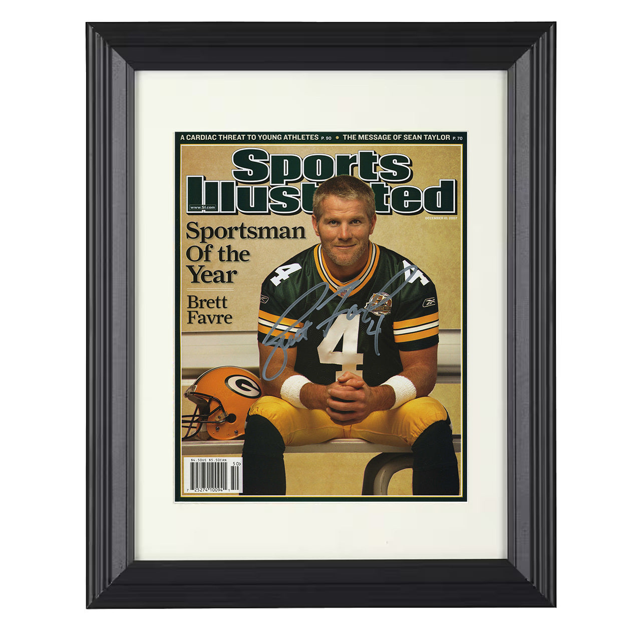 Brett Favre – Green Bay Sportsman of the Year 2007 SI – 8x10 black beveled framed football wall art