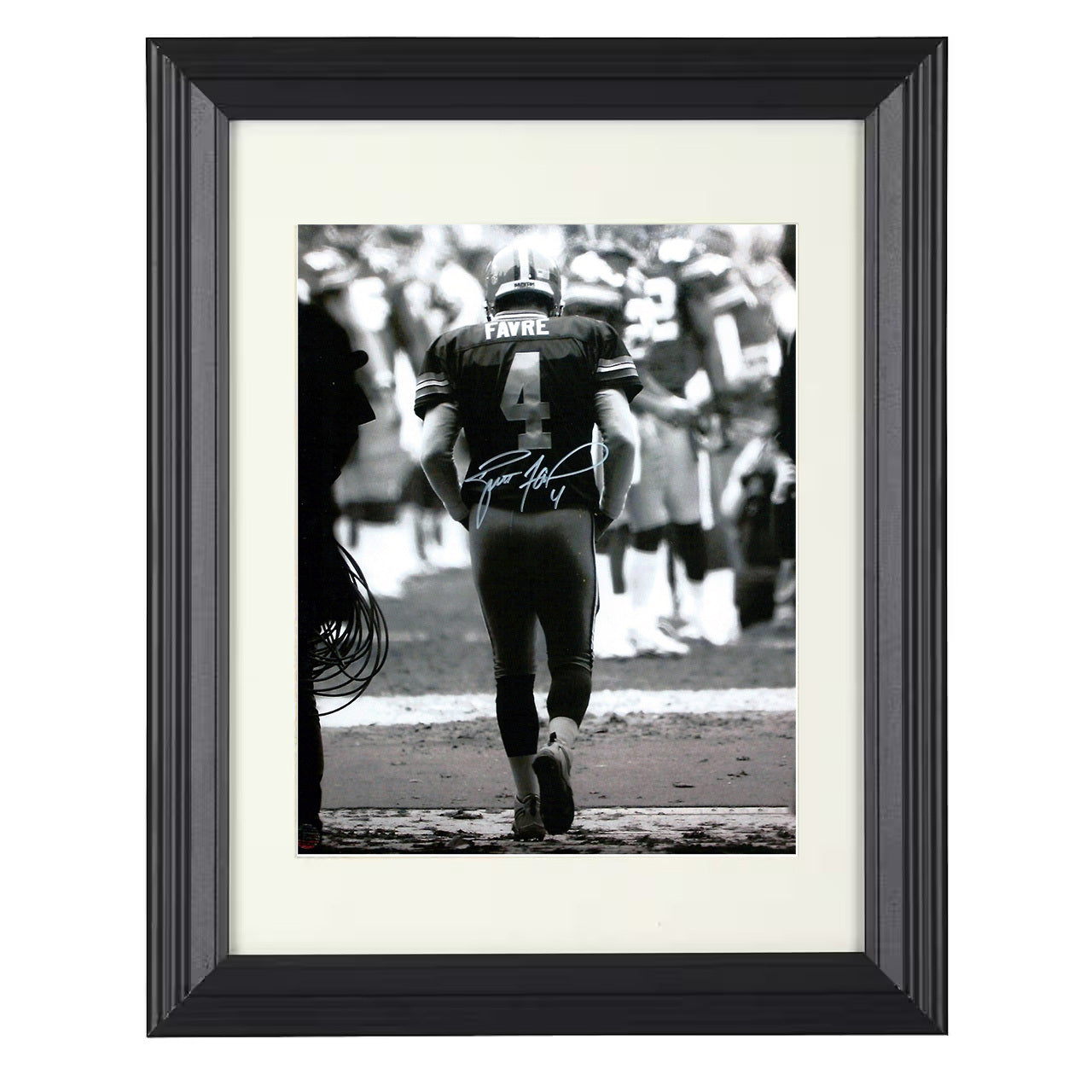 Brett Favre – Gunslinger Farewell Image – 8x10 black beveled framed football wall art