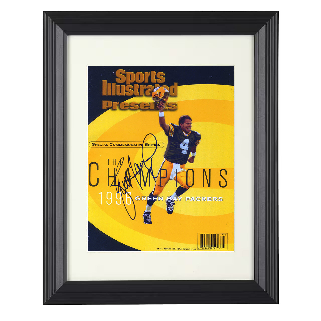 Brett Favre – Title Run Image – 8x10 black beveled framed football wall art
