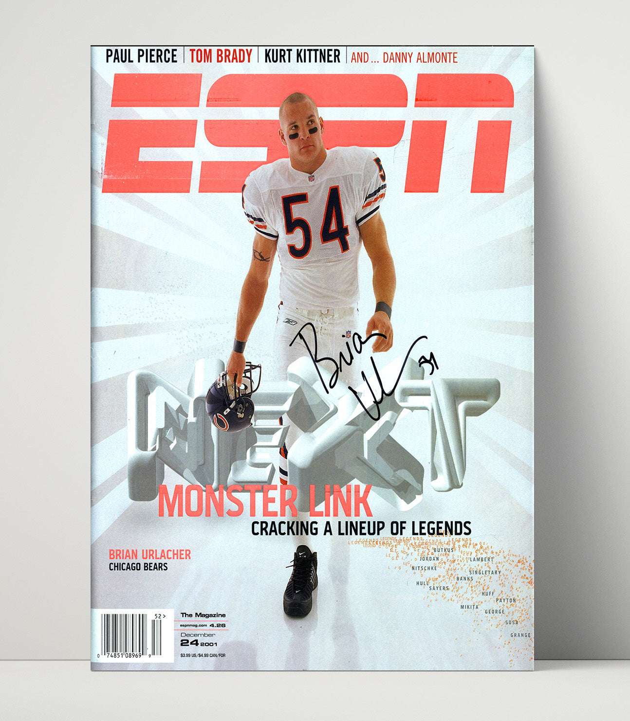 Brian Urlacher - Chicago football Monster Linebacker ESPN Cover 2001 Vintage Football Wall Art - 16x20 Unframed Print football decor