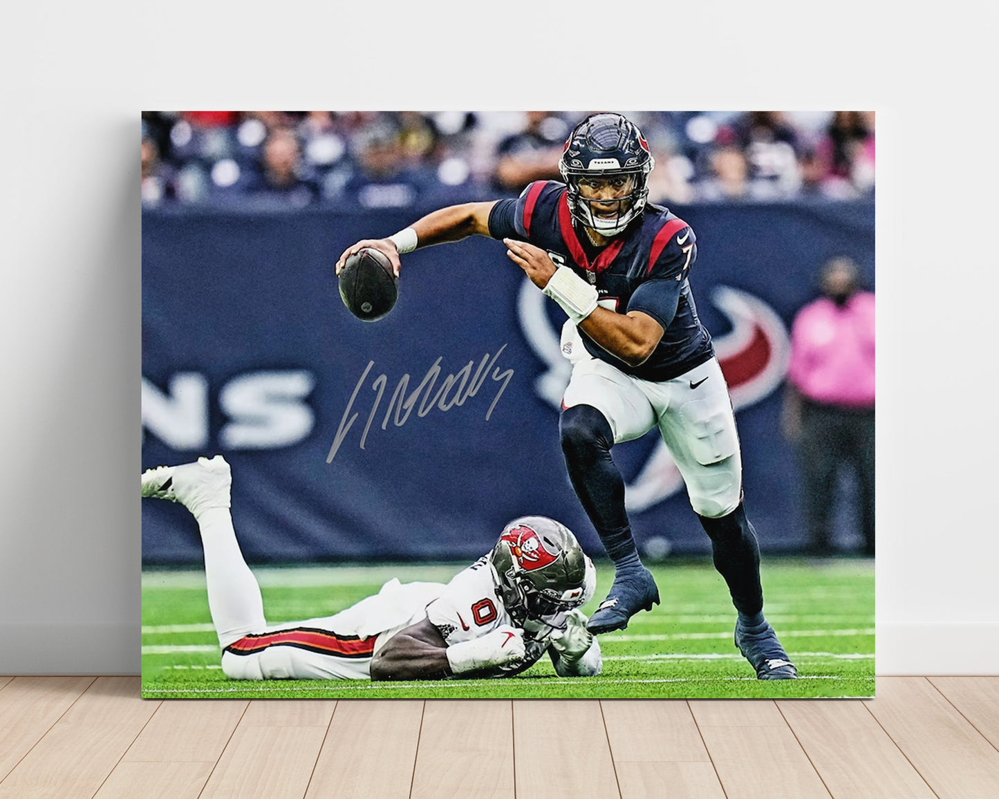 Cj Stroud - Houston Football Quarterback Pocket Escape Throw Football Wall Art - football wall art print