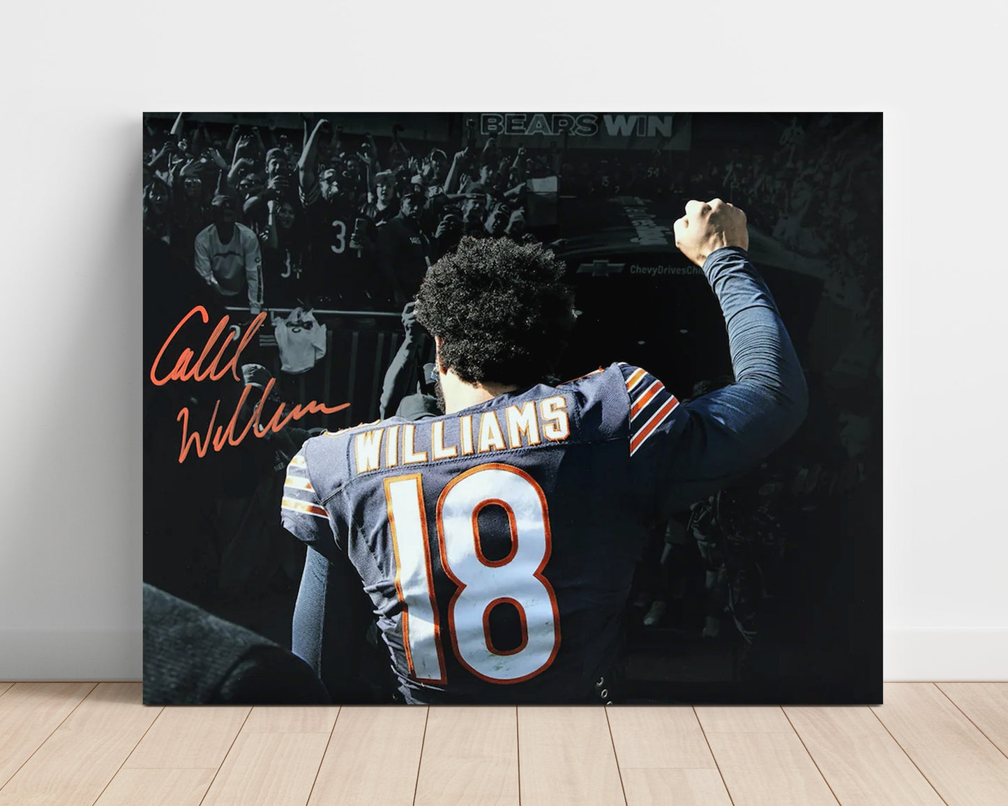 Caleb Williams - Chicago Football Quarterback Victory Fist to Crowd Vintage Football Wall Art - 16x20 Unframed Print football decor