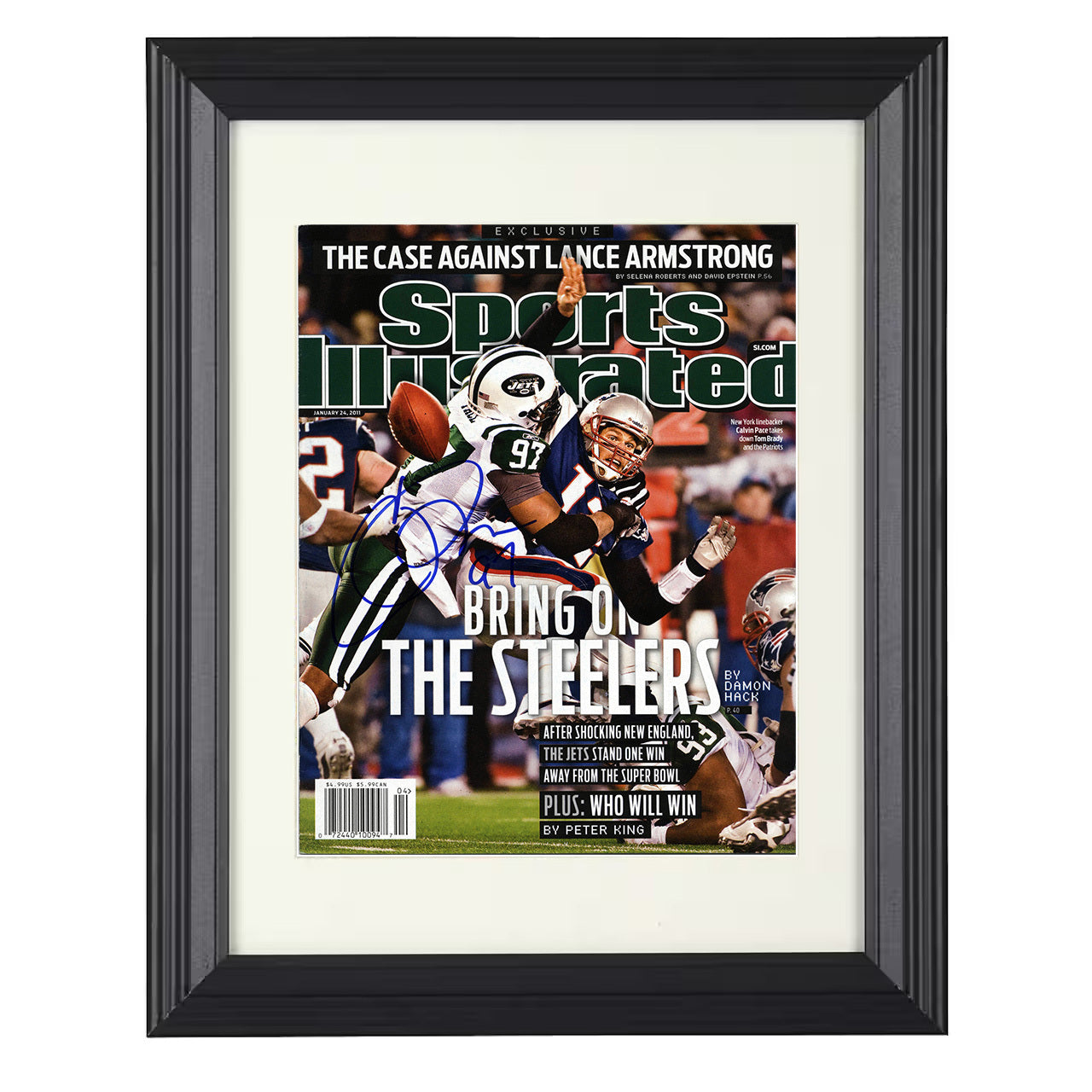 Calvin Pace – New York Playoff Sack Vs New England 2011 SI – 8x10 black beveled framed football wall art