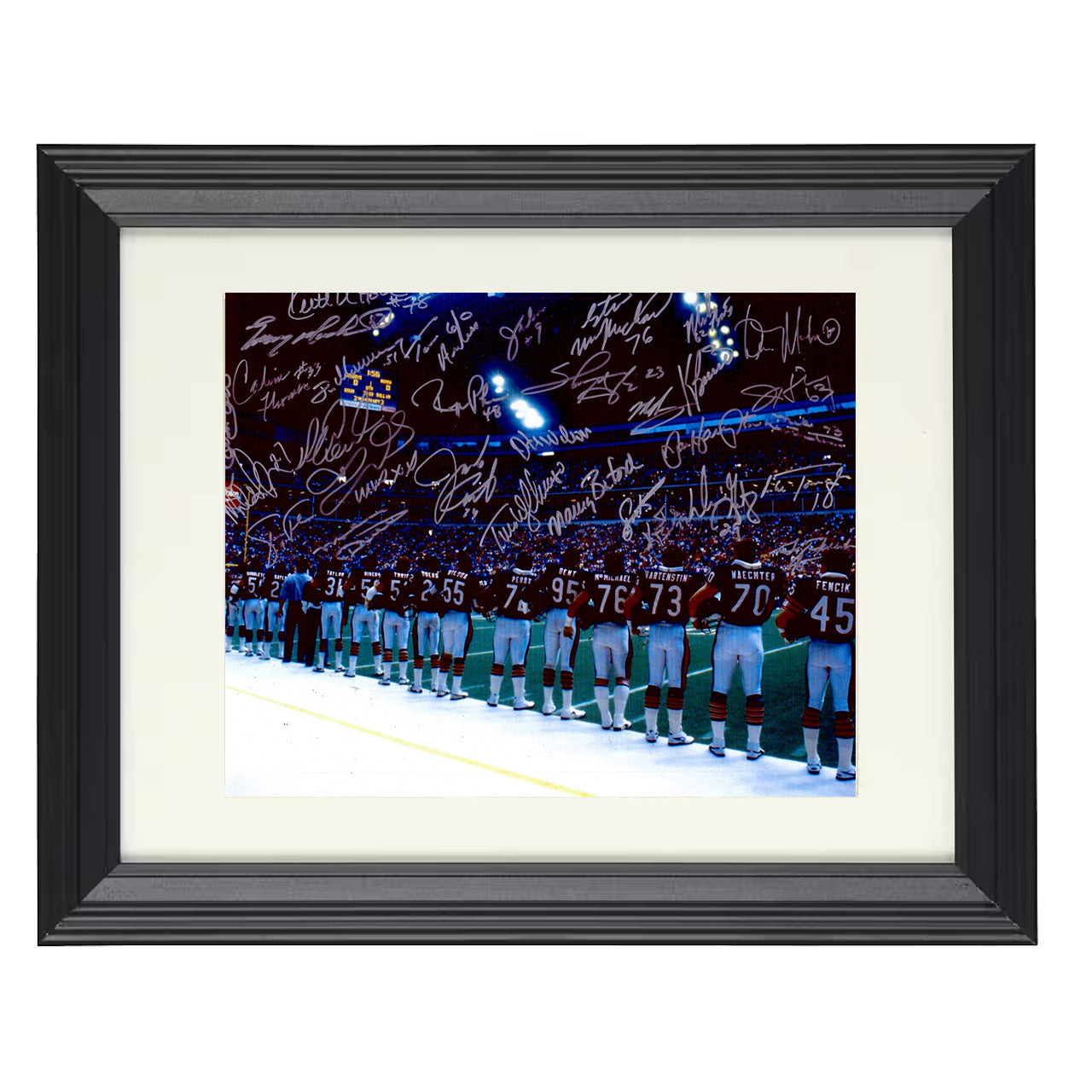 Chicago Team – 1985 Defense Sideline Lineup – 8x10 black beveled framed football wall art