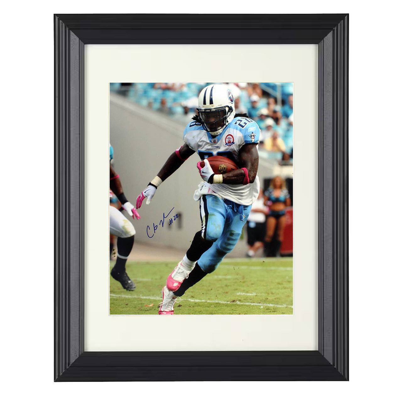 Chris Johnson – Tennessee RB Sprint Carry – 8x10 black beveled framed football wall art