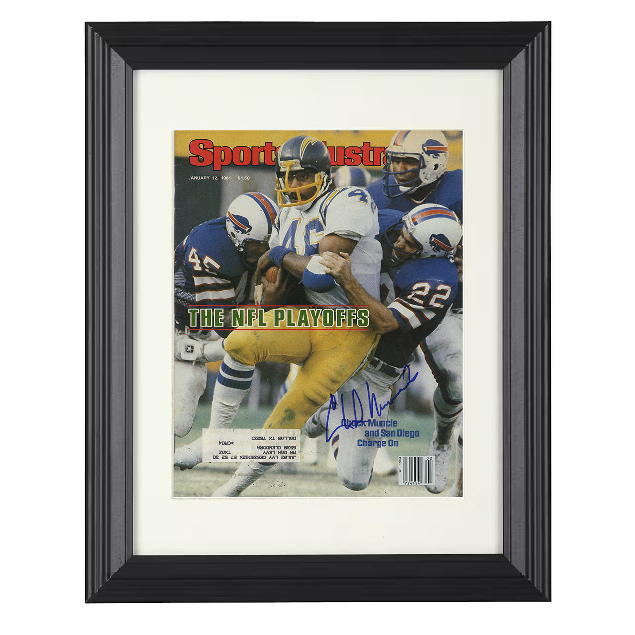 Chuck Muncie – San Diego Playoff Tackle Vs Buffalo 1981 SI – 8x10 black beveled framed football wall art