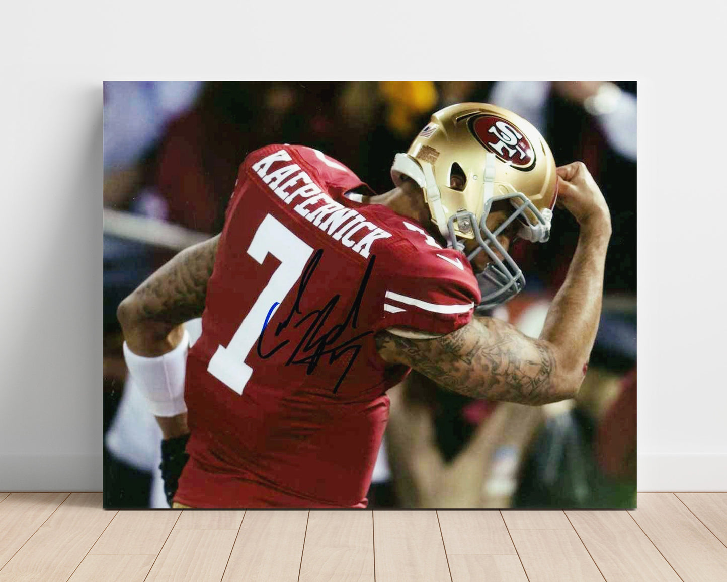 Colin Kaepernick San Francisco End Zone Kaepernicking Celebration Football Wall Art Unframed 8x10 in Plastic Sleeve wall art print - Football decor