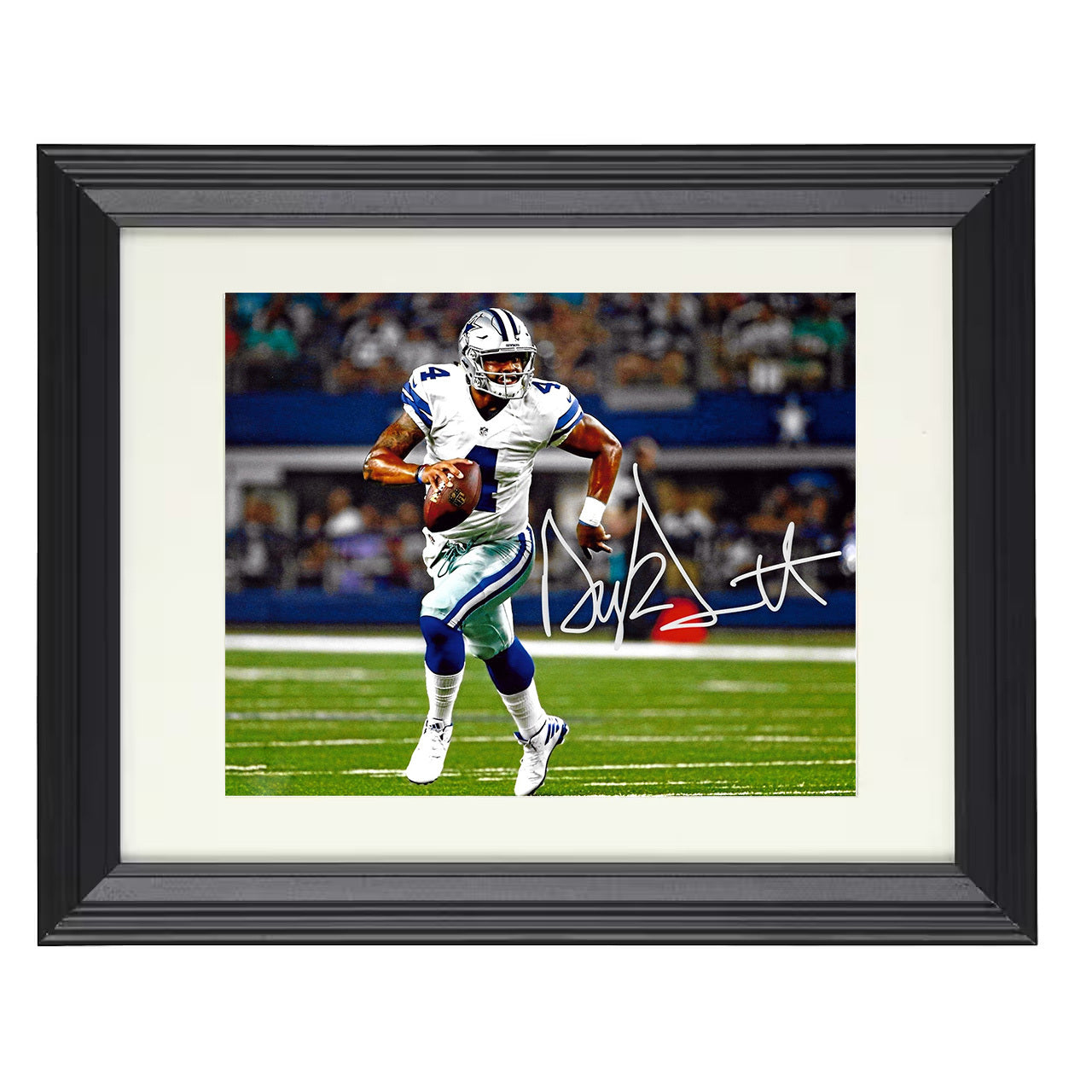 Dak Prescott – Dallas QB Open Field Run – 8x10 black beveled framed football wall art