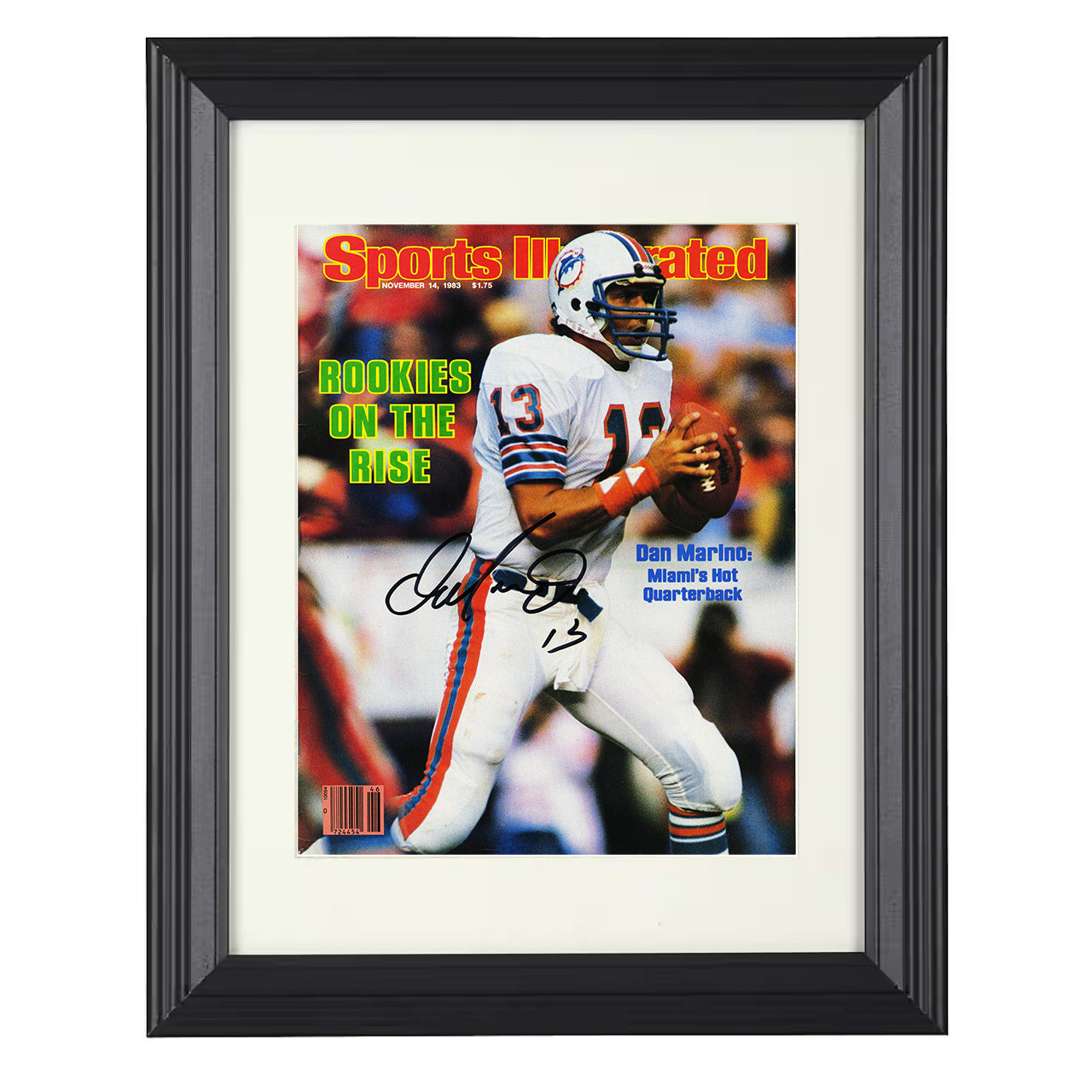 Dan Marino – Miami Rookies on the Rise Pass 1983 SI – 8x10 black beveled framed football wall art
