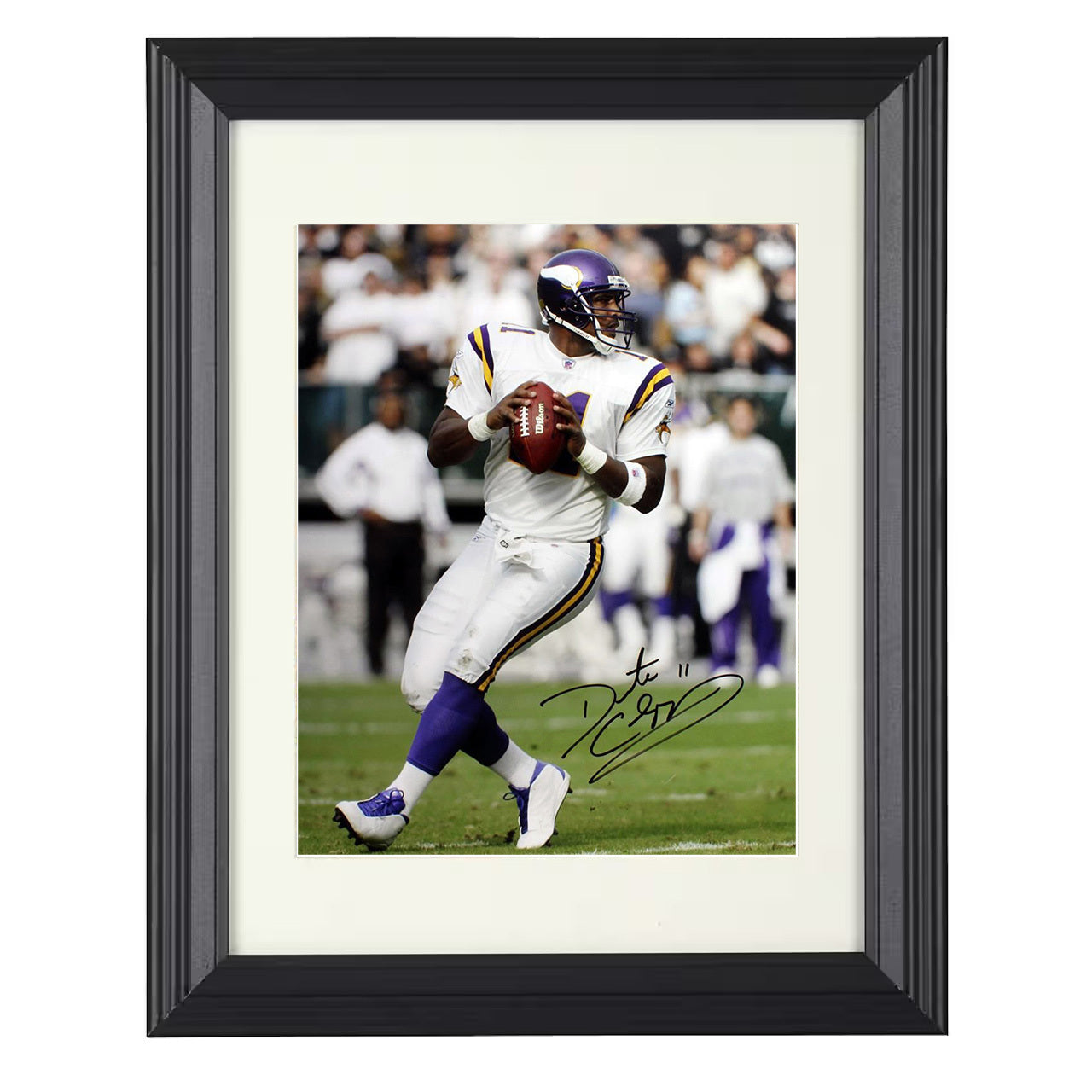 Daunte Culpepper – Minnesota QB Passing Action – 8x10 black beveled framed football wall art