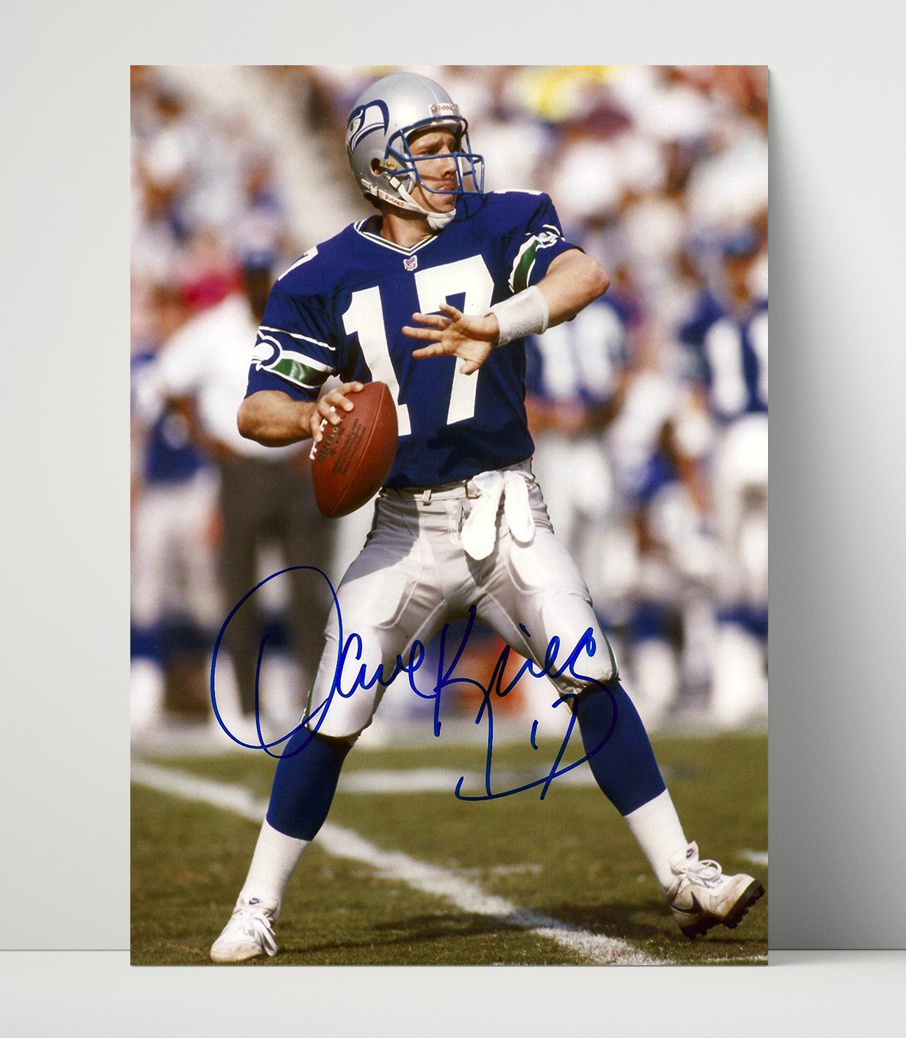 Dave Krieg - Seattle Football Quarterback Set to Pass Football Wall Art - football wall art print