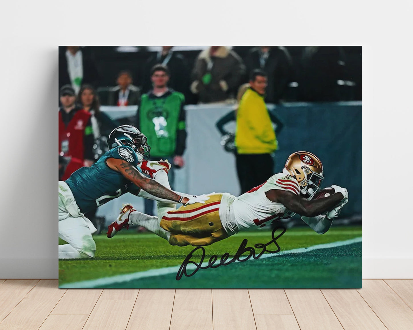 Deebo Samuel - San Francisco football Diving End Zone Catch Vintage Football Wall Art - 16x20 Unframed Print football decor