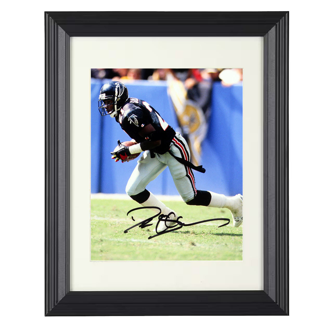 Deion Sanders – Atlanta Defense Back Interception Runback – 8x10 black beveled framed football wall art
