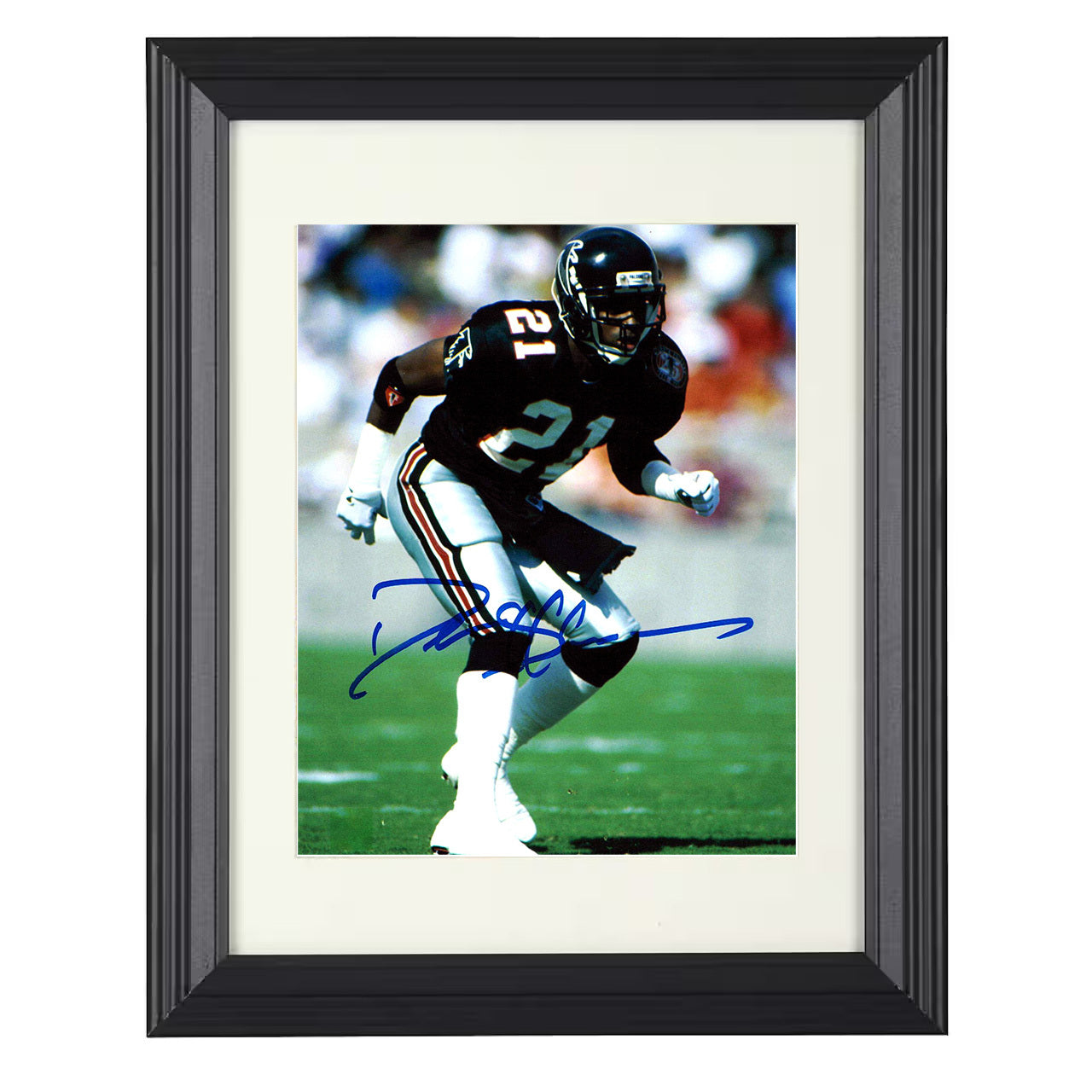 Deion Sanders – Prime Time Lockdown Image – 8x10 black beveled framed football wall art