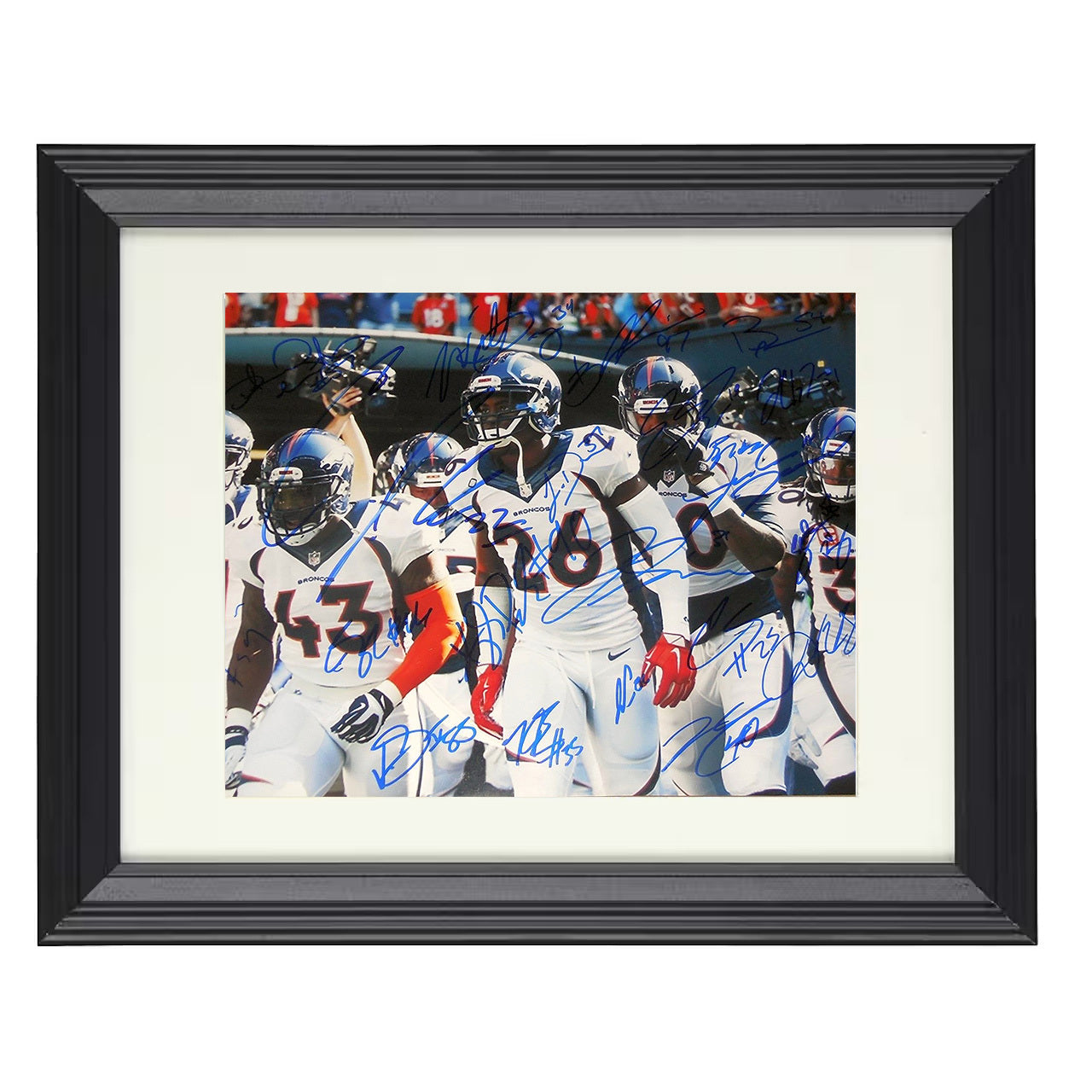 Denver Team – 2016 Championship Defense Celebration – 8x10 black beveled framed football wall art