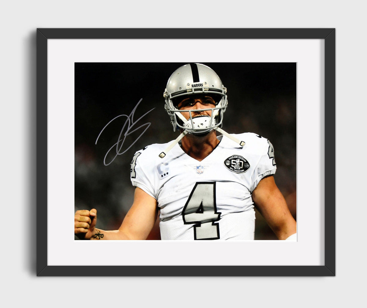 Derek Carr - Oakland Football Quarterback Celebration - Vintage Football Wall Art - Football Framed Print