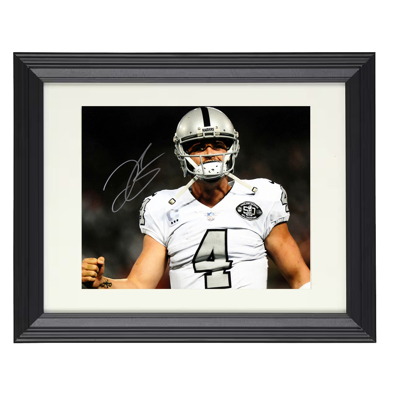 Derek Carr – Oakland QB Celebration – 8x10 black beveled framed football wall art