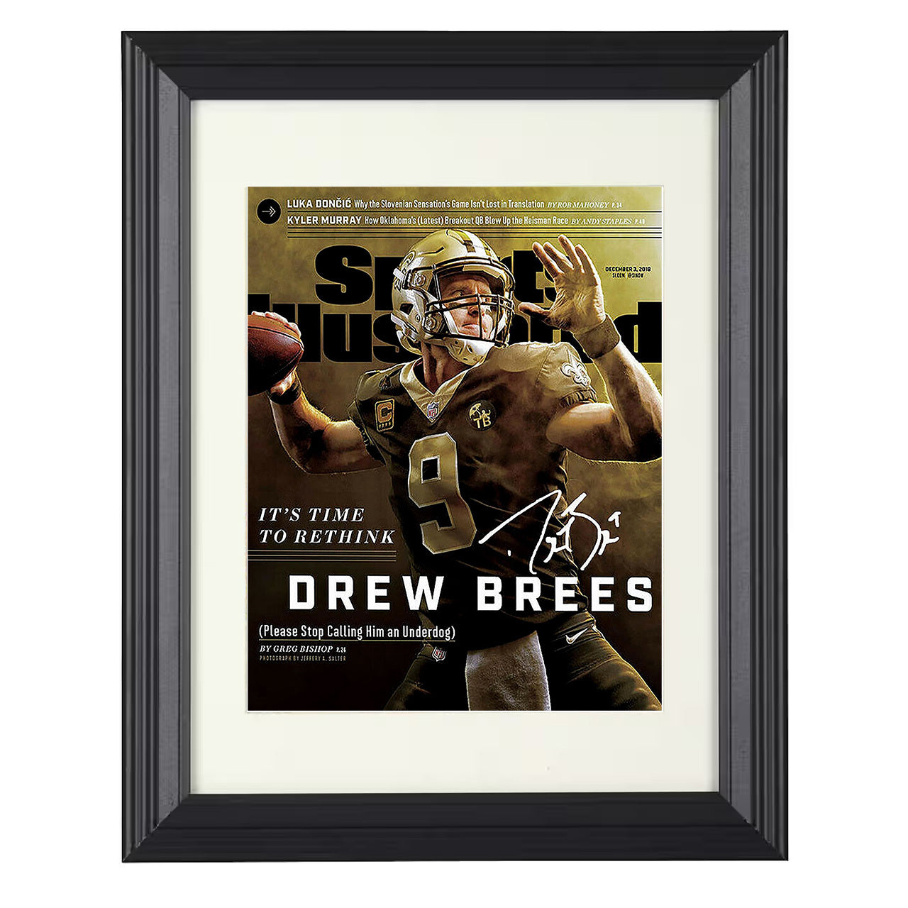 Drew Brees – Time to Rethink Image – 8x10 black beveled framed football wall art