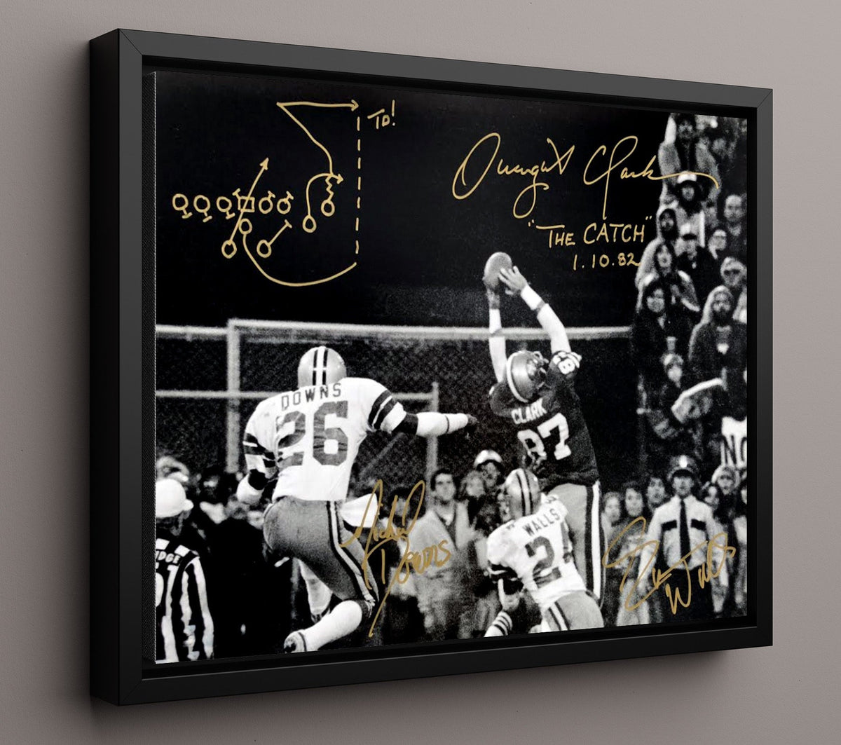Dwight Clark - the Catch Play Drawn 8x10 Framed Canvas vintage football wall art