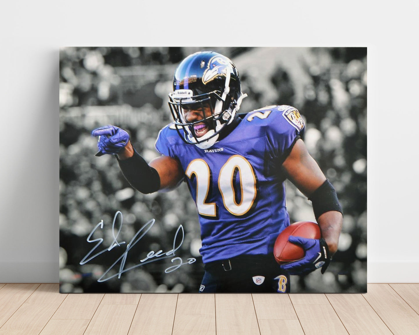 Ed Reed - Baltimore Football Celebration Point Spotlight Football Wall Art - football wall art print