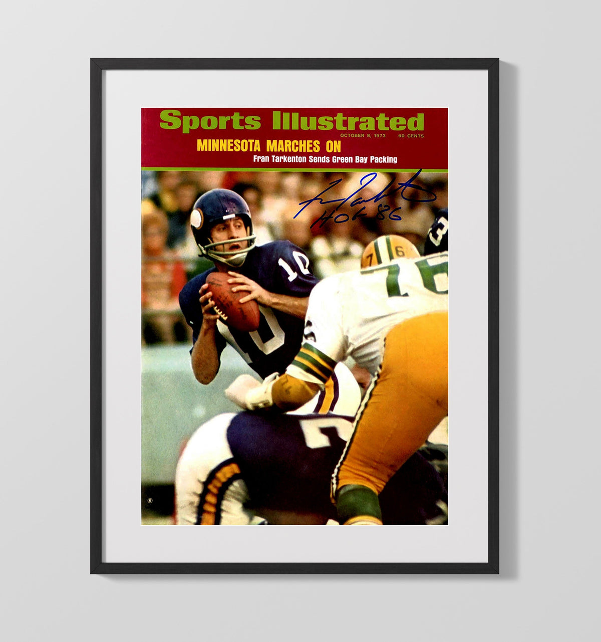 Fran Tarkenton - Minnesota Football SI Cover Passing vs Green Bay 1973 - Vintage Football Wall Art - Football Framed Print