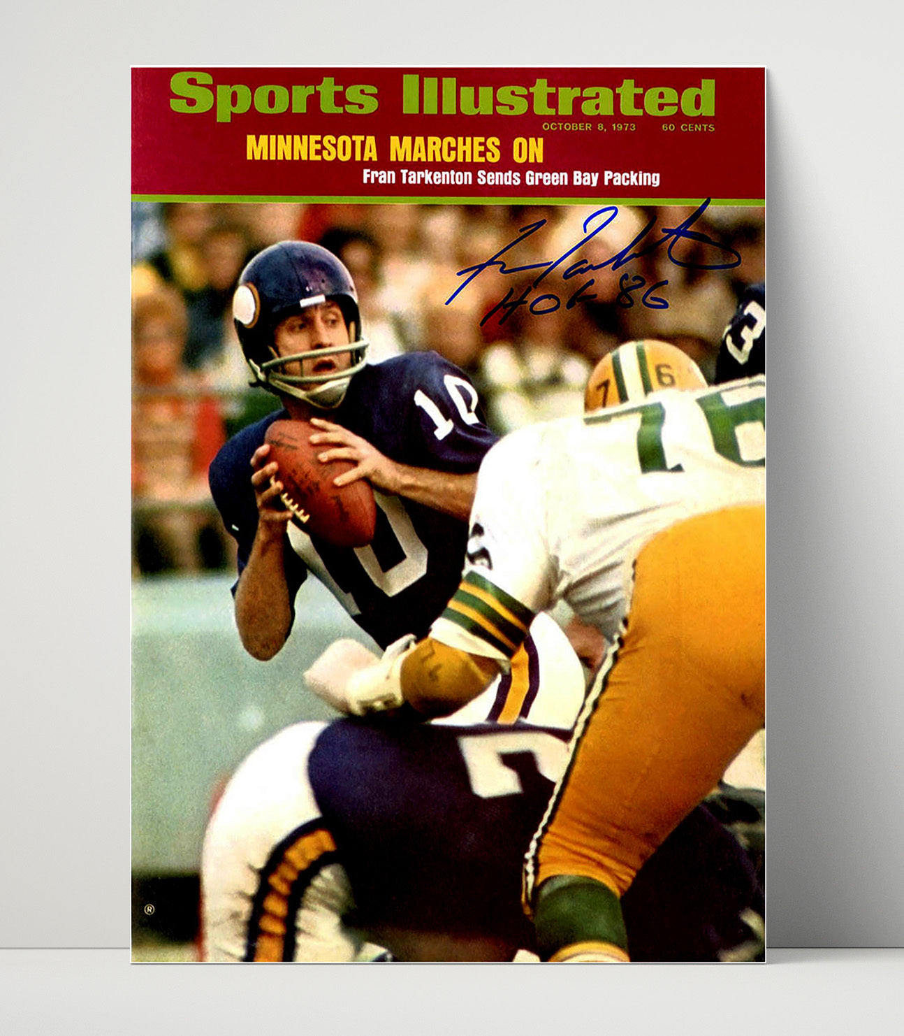 Fran Tarkenton - Minnesota Football SI Cover Passing vs Green Bay 1973 Football Wall Art - football wall art print