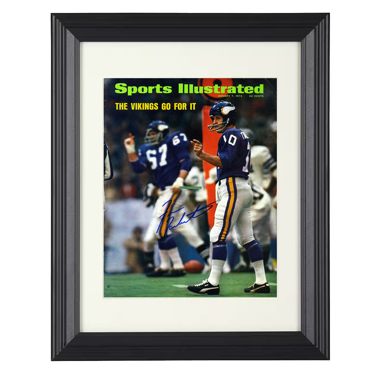 Fran Tarkenton – Viking Valor Image – 8x10 black beveled framed football wall art